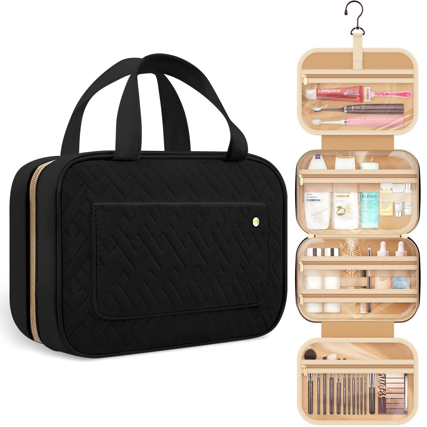 A spot cross-border exclusive travel toiletries with hooks, portable makeup bags, travel ladies toiletries, handbags MOQ: 3 PIECE