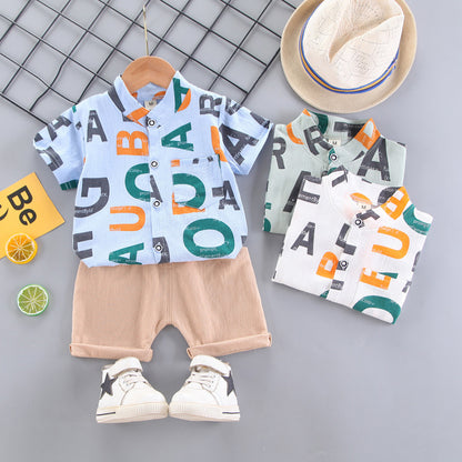 Children's Clothing Summer New Casual Boys & Girls Baby Baby Shirt Short Sleeve 2-piece Set 0.15kg