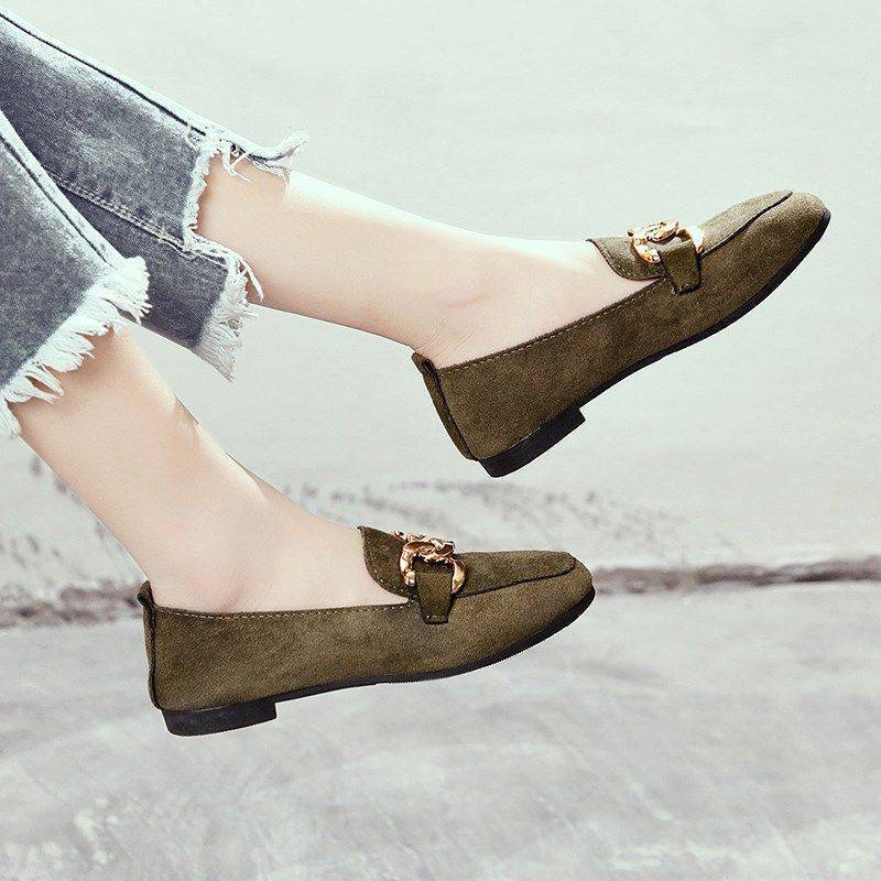 A Dou Dou Shoes Women's Summer Breathable Student Korean Edition Single Shoes Flat Shoes Versatile One Step Lazy Shoes New Cloth Shoes