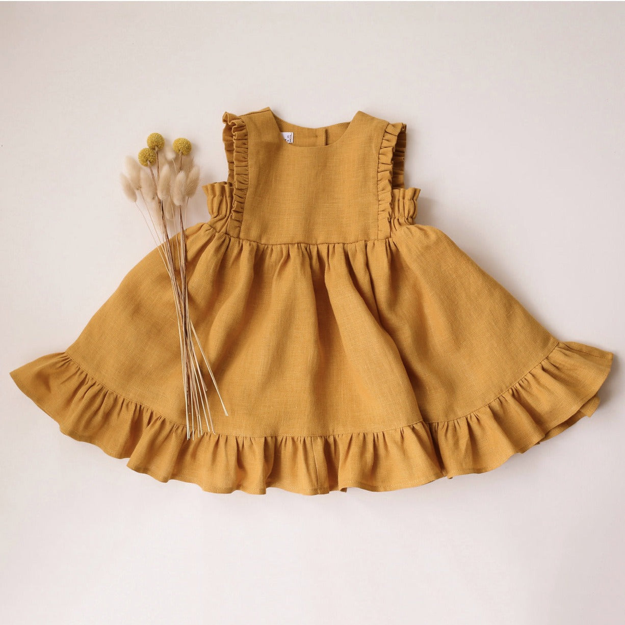 A 2024 Summer Girl Baby Baby Cotton Linen Dress Tank Top Lotus Leaf Cake Dress Cross border Princess Skirt ins