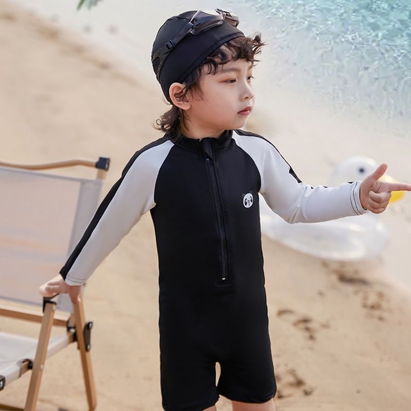 Traje de baño para niños de Corea del Sur, mono de secado rápido con protección solar de manga larga para niños, aguas termales, niños, bebés, hermoso traje de baño para niños pequeños 