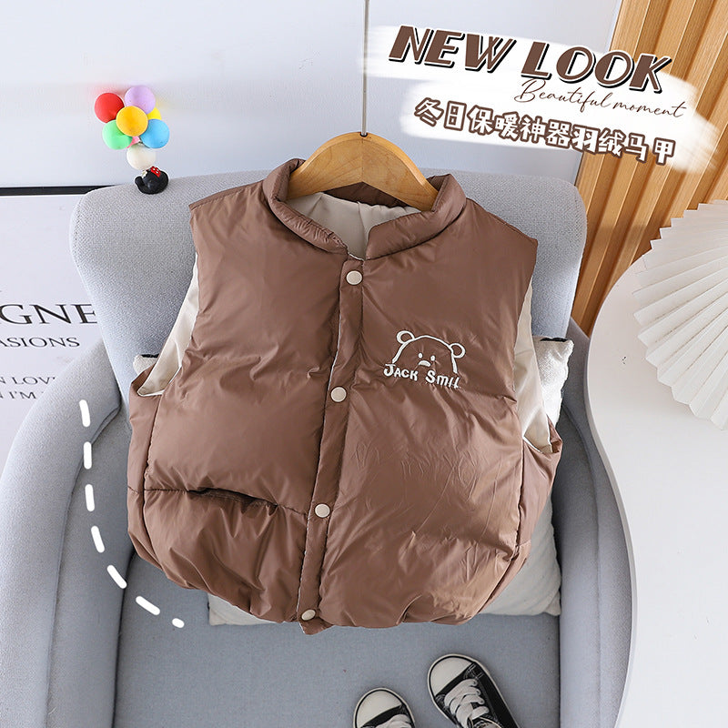 A children's clothing winter clothing new children's cartoon three-piece set Korean version down vest cartoon sweater three-piece set long-sleeved winter