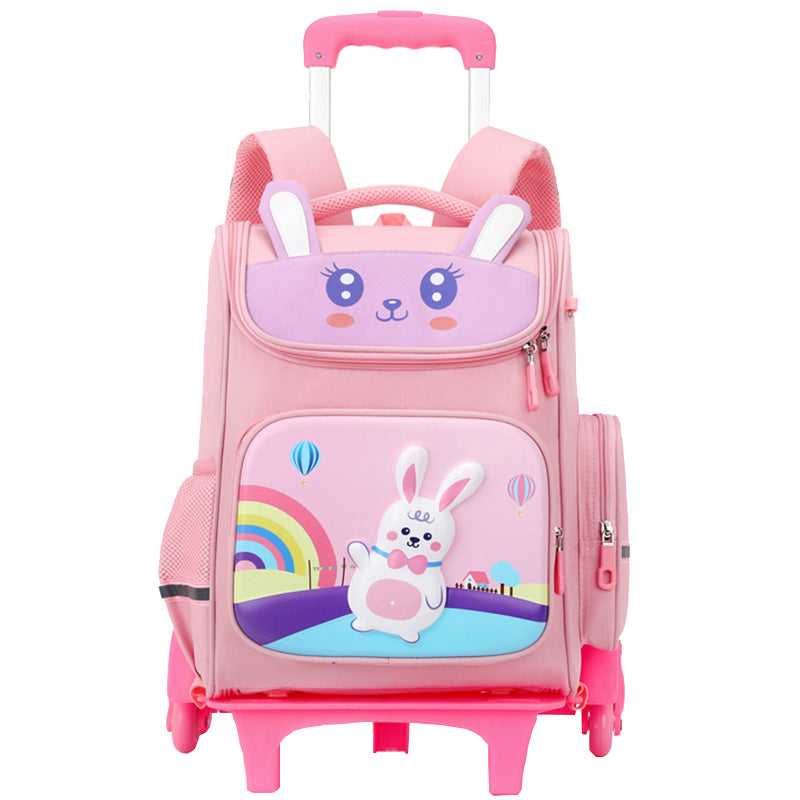 A Wholesale of 2024 new primary school school student backpacks, girls and children's suitcase, boys detachable drag cartoon