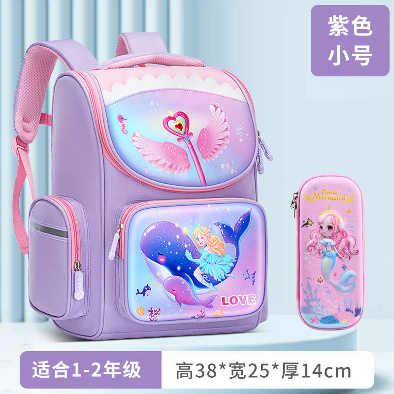 A New Children's School Bag Elementary School Student Burden Reduction Spine Protector Backpack Cute Space Bag for Boys and Girls 1-3-6 Grades