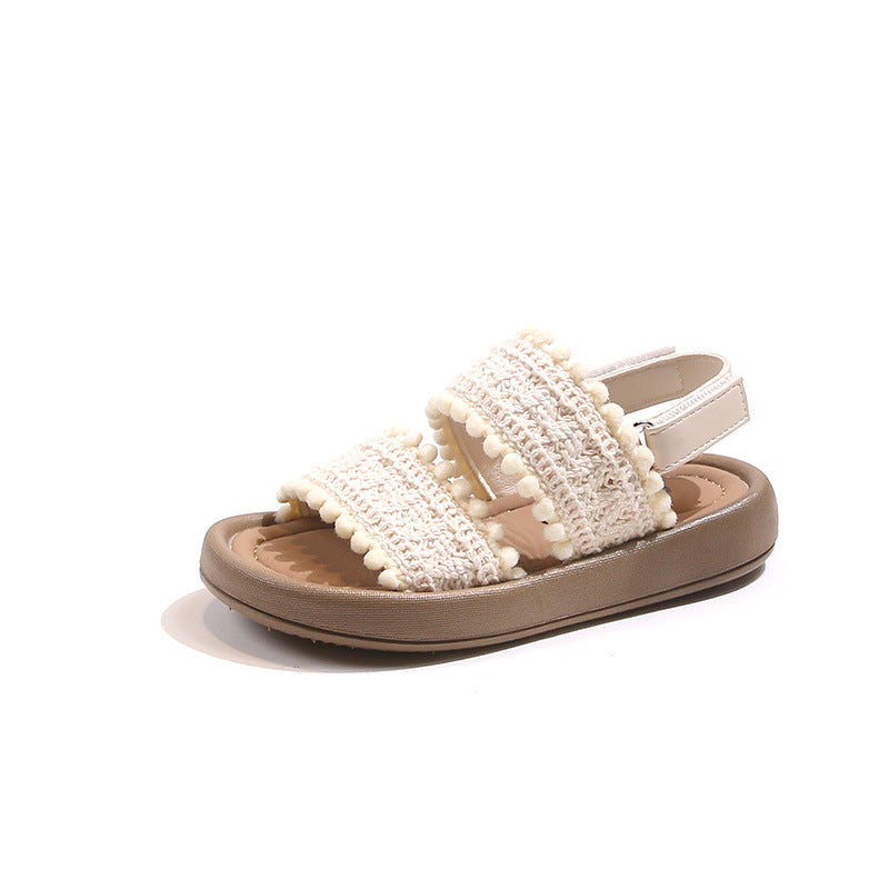 Sandalias para niñas con punta abierta, zapatos de bebé para niñas pequeñas, dulces, con falda, informales, suela suave, zapatos de playa con correa, 0,5 kg