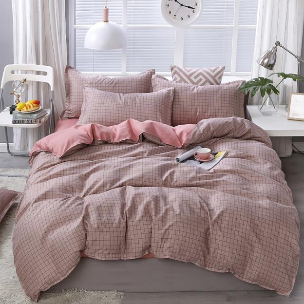 A Amazon simple unprinted style plaid strip duvet cover good bedding three or four piece set spot wholesale