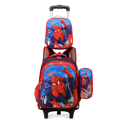 A foreign trade elementary school student backpack for boys and girls in grades 3-5, backpack for lunch, three piece cartoon children's bag set