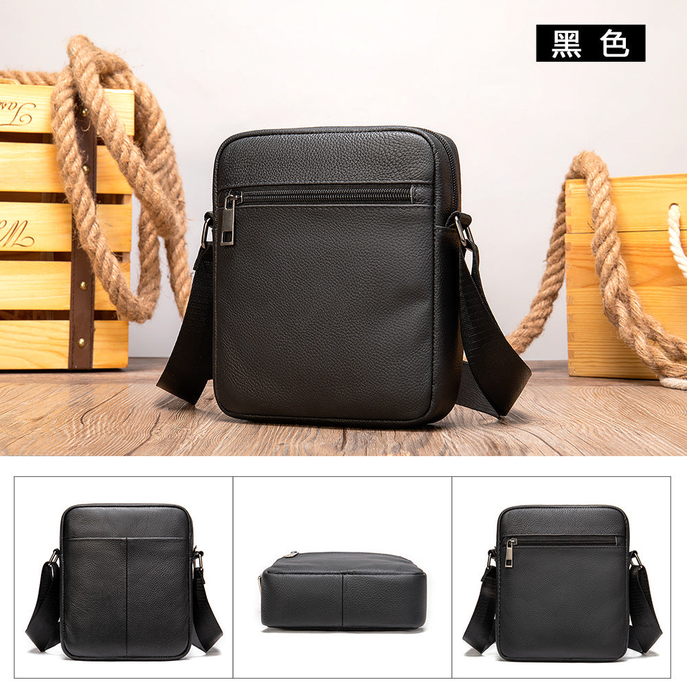 Business men's genuine leather small shoulder bag daily first layer cowhide commuting high-end genuine small satchel men's messenger bag