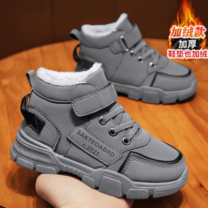 A boys shoes winter children's fleece thickened warm snow boots middle older boys boys cold two cotton sports winter shoes