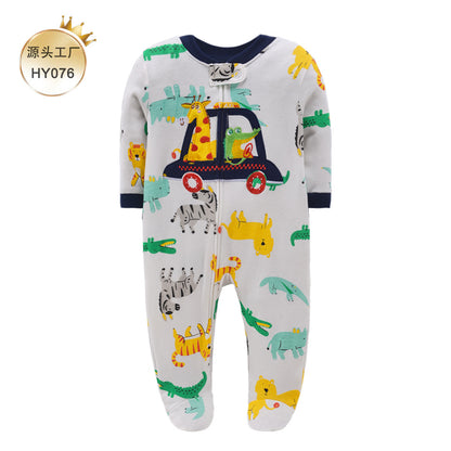 A 0-1 Baby onesie long-sleeved cotton thin newborn baby four-season air-conditioned clothing pajamas Romper socks climbing clothing