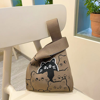 tote bag, cute animal handbag, knitted women's handbag