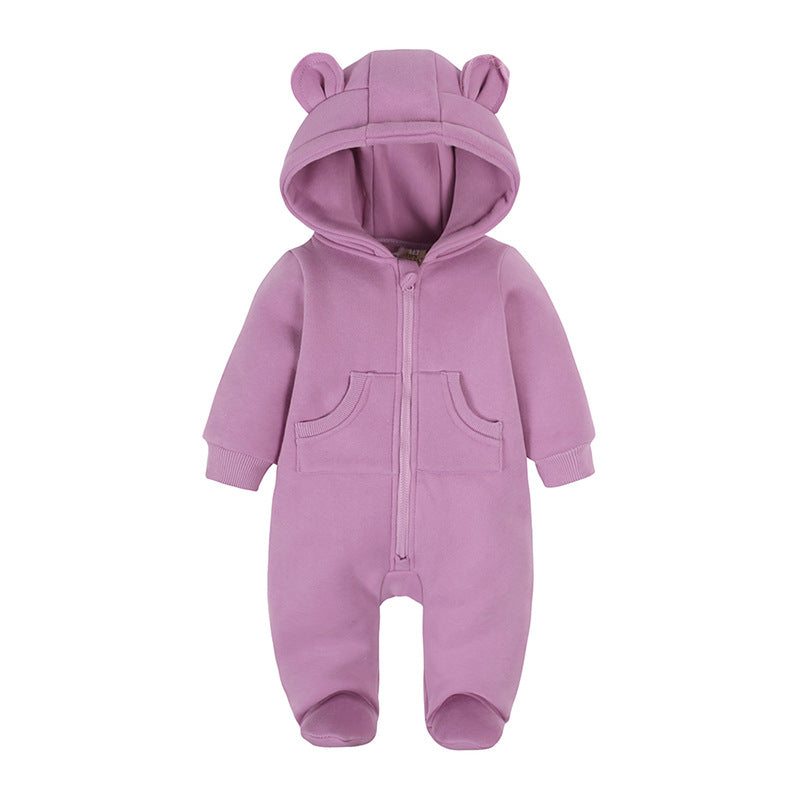 A AliExpress wish newborn baby onesie autumn and winter fleece thick warm climbing clothes baby winter foot-wrapped Romper