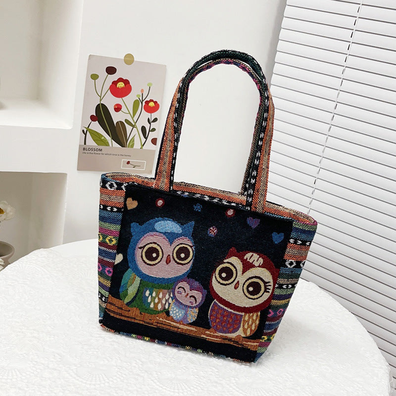 double sided embroidery printed bag