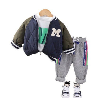 A Boys' fashion suit New baby foreign style autumn and winter three-piece set Spring, autumn and winter 1-5 year old children's clothes trend