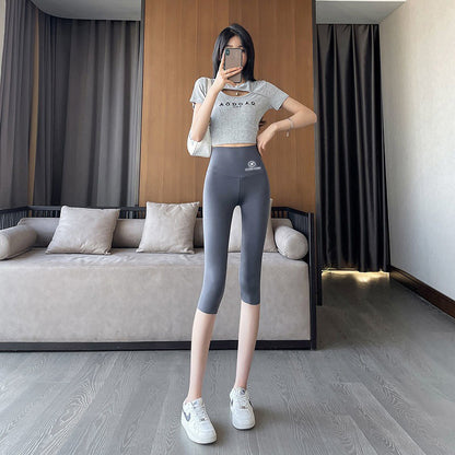 A Seven-point shark pants women's tight-fitting high-elastic Barbie pants summer thin high-waisted belly and thin leggings slim