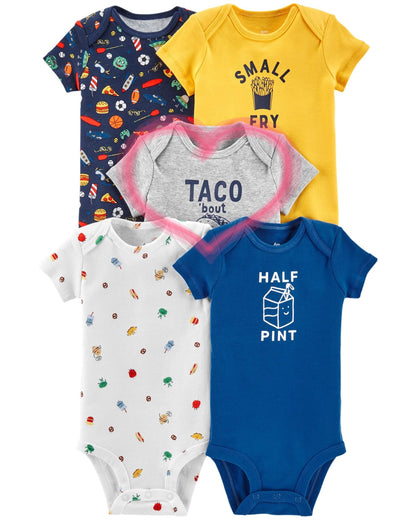 Children's summer new infant short-sleeved triangle clothes crawling clothes, five baby onesies, price for 5 piece 0.28kg