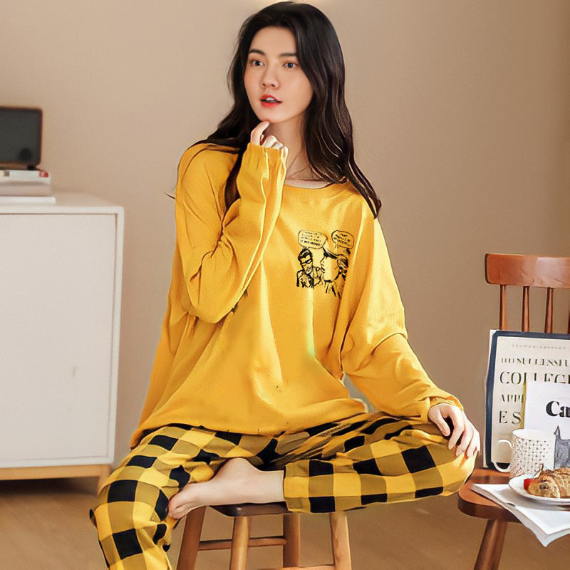 A large number of wholesale pajamas women's spring and autumn long-sleeved autumn and winter loungewear women's large size simple loose suit outer wear