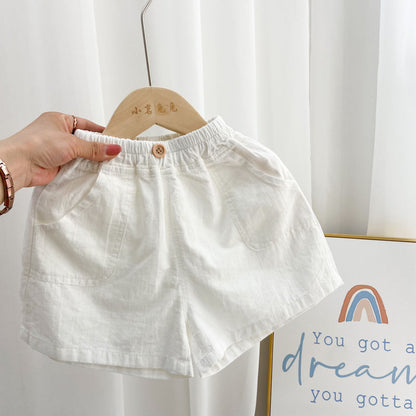 Pantalones cortos finos de algodón de verano para niños, pantalones casuales para niños, 2024 nuevos de algodón y lino para bebés, transpirables y extranjeros 