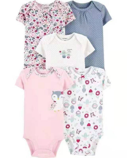 Summer baby jumpsuit short sleeved 5-piece set for male and female babies, exporting high-end hip-hop pants, A-class cotton suspenders for foreign trade