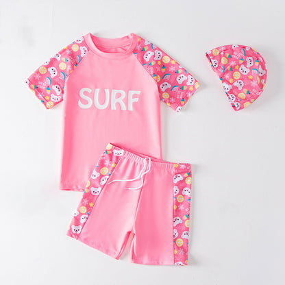 A children's swimsuit for men, middle and large boys, professional swimsuit, quick drying 2024 new girls and children split set wholesale 0.24KG