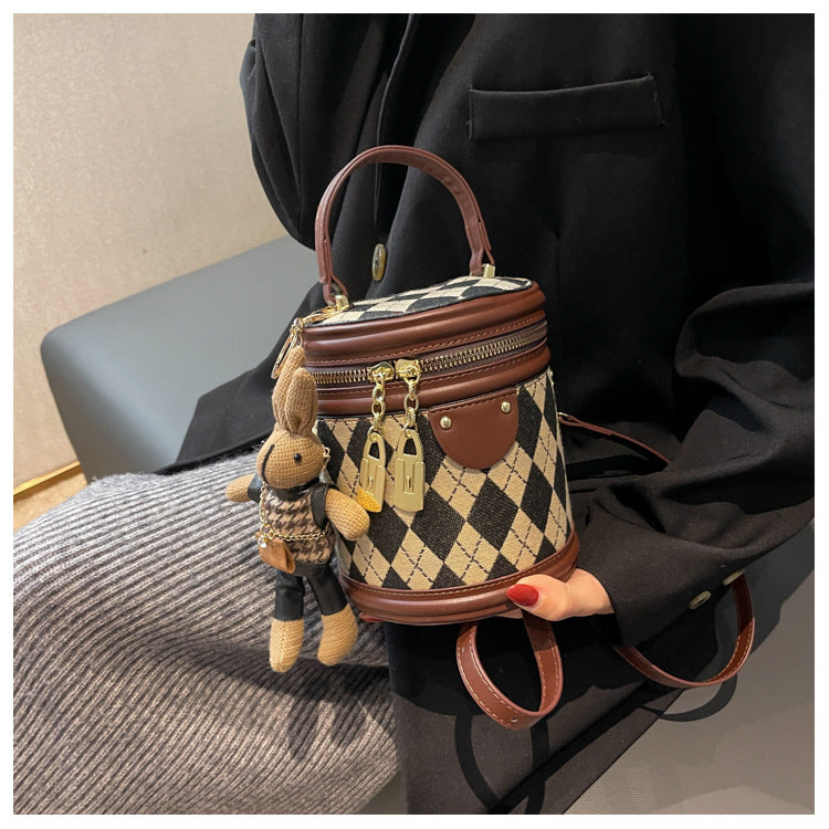 Crossbody bag texture rhombus hand bucket bag 0.34KG