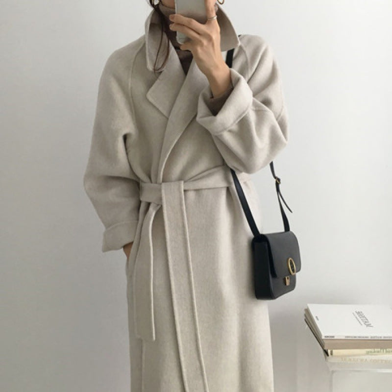 A Korean woolen coat women's autumn and winter new small medium and long French wool woolen coat