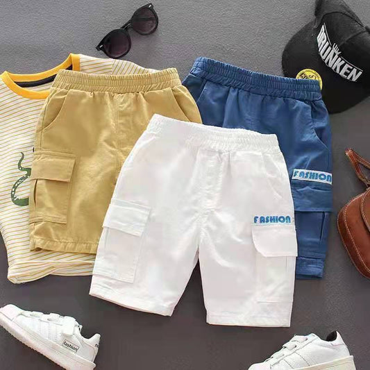 A boy's pure cotton shorts for summer 2024, new shorts for children's workwear, five piece pants for young children, fashionable and trendy pants