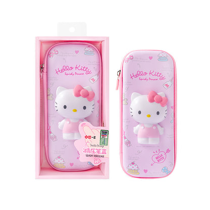 Estuche para bolígrafos de descompresión con imagen de la familia Sanrio, estuche multifuncional para papelería para estudiantes, estuche para bolígrafos para niños 