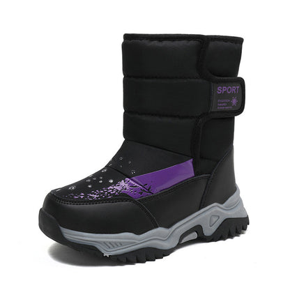 Botas de terciopelo para niñas, botas altas de invierno para niñas, gruesas, para nieve, para niños pequeños, medianos y grandes, botas de algodón, botas de nieve nuevas 