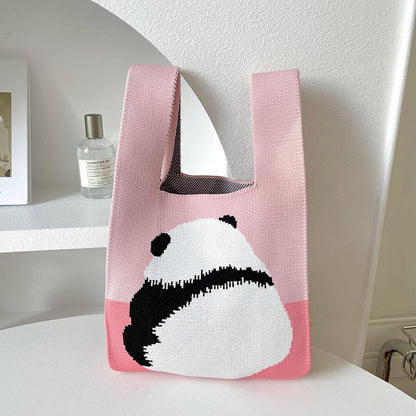 tote bag, cute animal handbag, knitted women's handbag