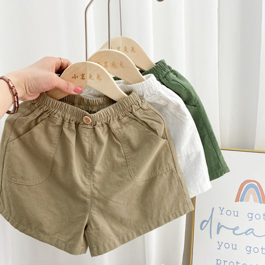 A new summer pure cotton thin shorts for children, boys casual pants 2024 baby cotton linen breathable outerwear, stylish