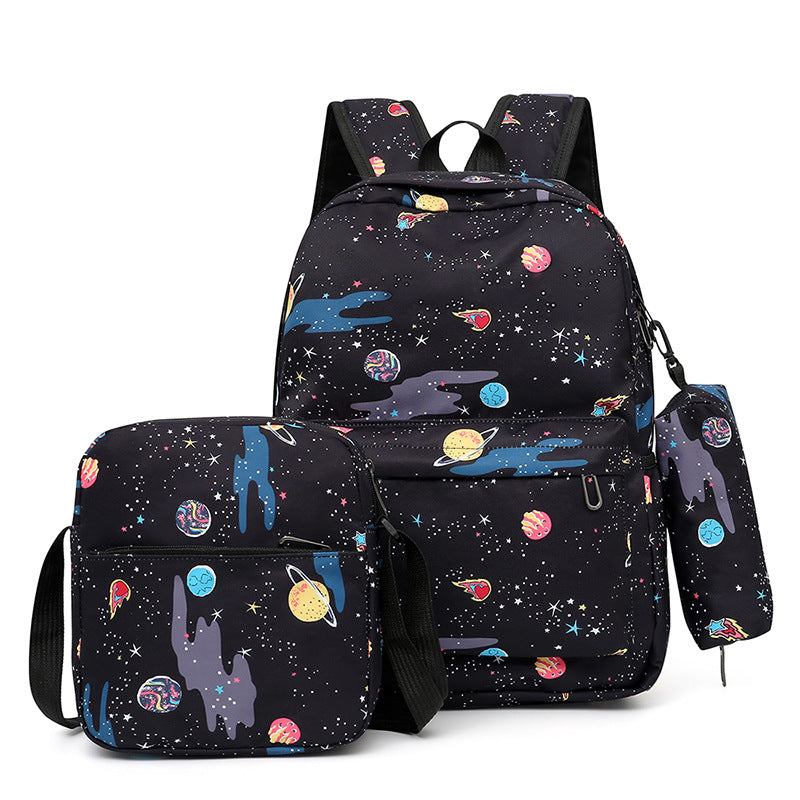 A children&#039;s colorful large-capacity fashion shoulder bag three-piece leisure sports bag three-in-one travel bag