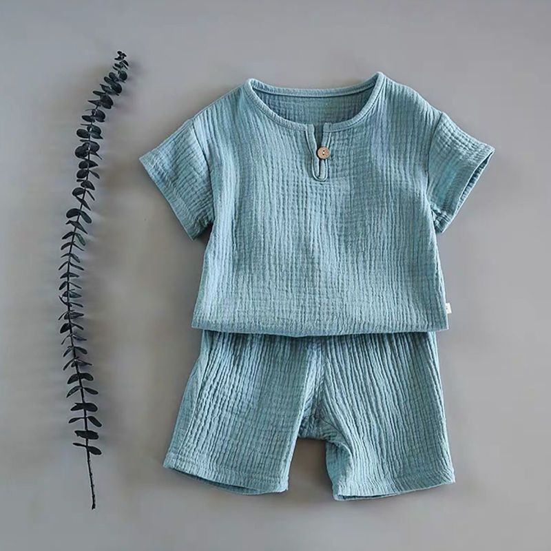 Internet famous children's clothing, boys and girls, baby short sleeved summer clothing set, cotton 2023 new children's summer clothes