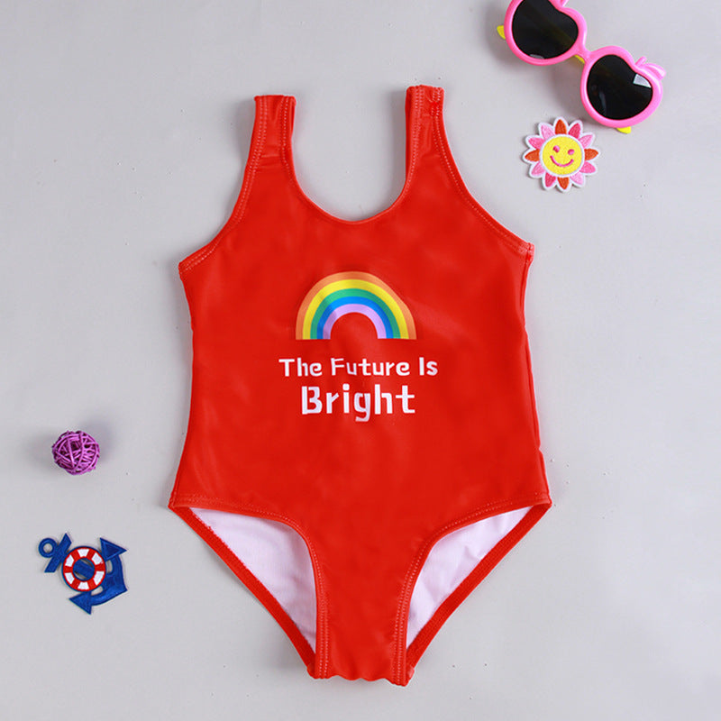 A Cross-border European and American new hot selling one-piece swimsuit, watermelon print, sweet and cute cartoon girl, children's swimsuit 0.2kg