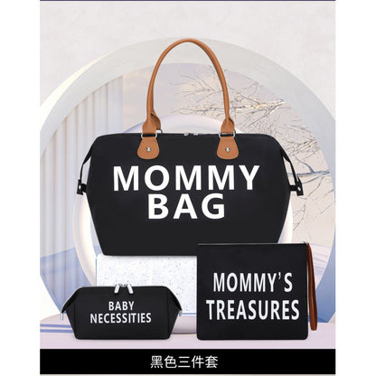 Bolsa de viaje para mamá, conjunto de tres piezas, bolsa de pañales para bebé de gran capacidad, bolsa de mano con separación de ropa seca y húmeda, bolso de mano de un solo hombro, 1 kg 