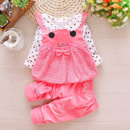 Children's Clothing Girls Spring and Autumn New Set 1-2-3 Year Old Baby and Child Korean Edition Girls' Western Style Three Piece Set 1kg