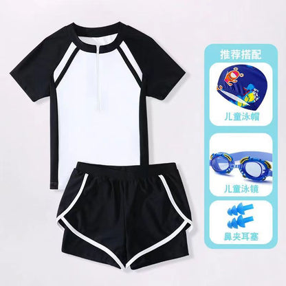 Traje de baño para niñas de dos piezas dividido estilo deportivo Boxer conservador para niñas, niñas pequeñas, medianas y grandes, traje de baño de ocio de 0,22 kg 