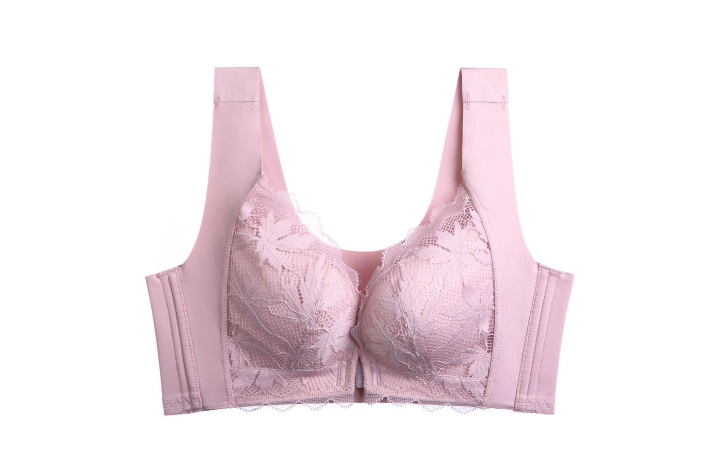 Front button vest seamless, steel ring-free, beautiful back integrated underwear thin cross-border big breasts and small lace bra weight ：0.4KG