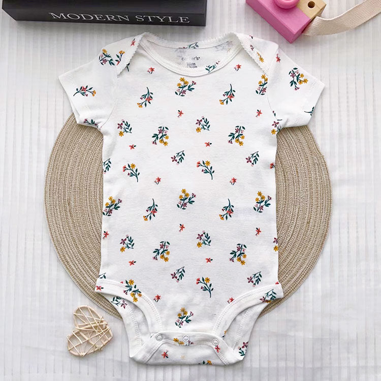 Summer newborn jumpsuit, baby short sleeved triangle climbing, men's and women's cartoon climbing clothing, wholesale of foreign trade children's clothing