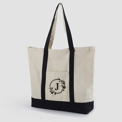 A thickened canvas supermarket environmental protection bag large capacity new cross-border grocery shopping bag strong zipper tote bag can be printed logo