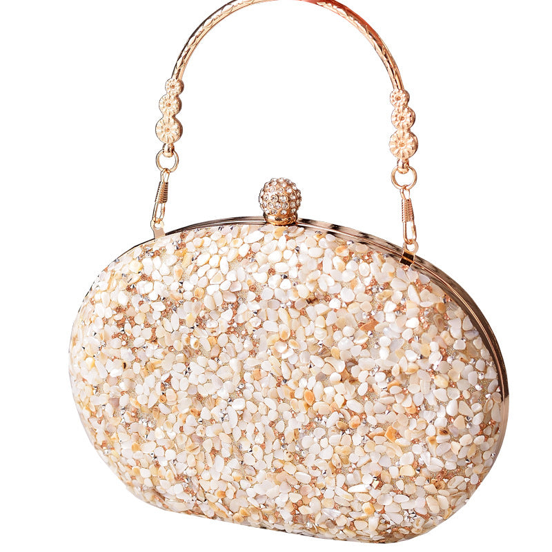 Bolso de cena con incrustaciones de diamantes transfronterizos Bolso de noche con diamantes redondos Bolso cheongsam con asa Bolso de banquete de comercio exterior Bolsos de venta directa de fábrica 