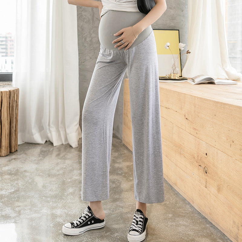 Pantalones de maternidad de moda para uso exterior, para embarazo, talla grande, con soporte para las piernas, leggings de verano para primavera y verano, finos 