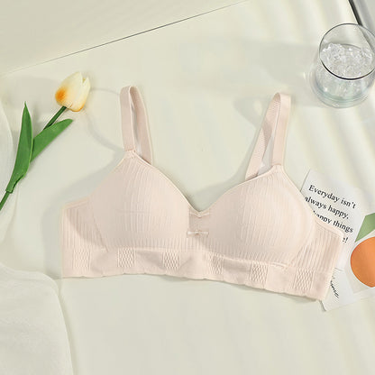 Girls&#039; bra high school students&#039; underwear female fixed cup sweet bra growing bra gathered thin bra.