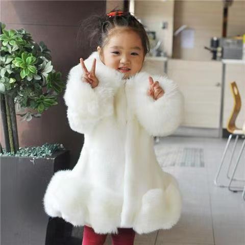 A autumn and winter girls' fur coat Korean version of children's foreign style imitation fur splicing medium and small children's warm fur coat