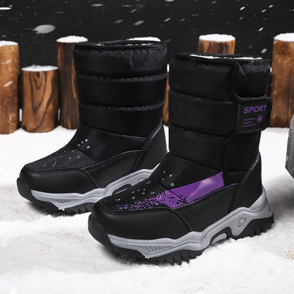 Botas de terciopelo para niñas, botas altas de invierno para niñas, gruesas, para nieve, para niños pequeños, medianos y grandes, botas de algodón, botas de nieve nuevas 