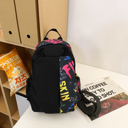 A graffiti breast bag men's niche design sense trendy cool sports messenger bag trendy brand versatile student travel shoulder backpack women