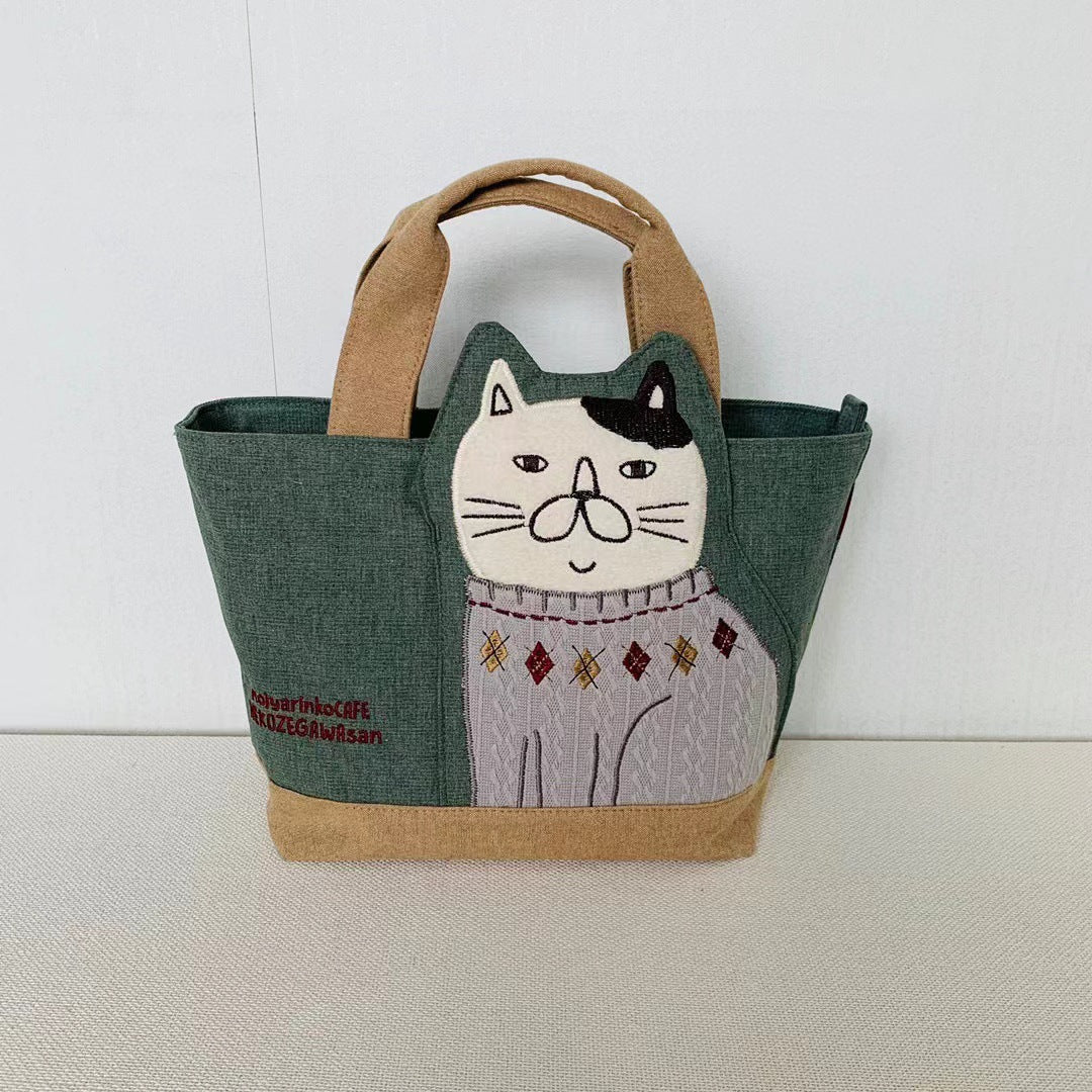 Bolso de mano con forma de gato, bolso tipo lonchera, bolso de compras 