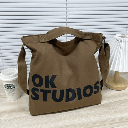 A cross-border canvas bag women's shoulder messenger bag college students in class Japanese literature and art simple large-capacity Korean version cloth bag