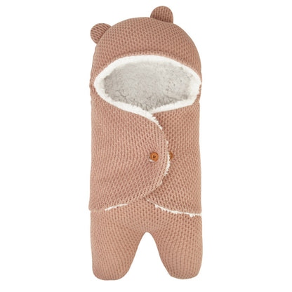 A European, American autumn and winter new velvet cold-proof knitted children's sleeping bag baby stroller outdoor warm sleeping bag blanket