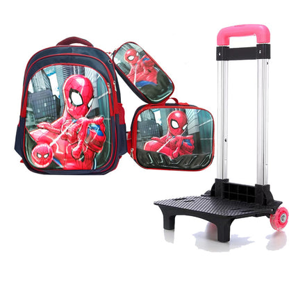 A Factory spot new foreign single three-piece backpack boys, girls, primary school students, children's trolley schoolbags, large capacity